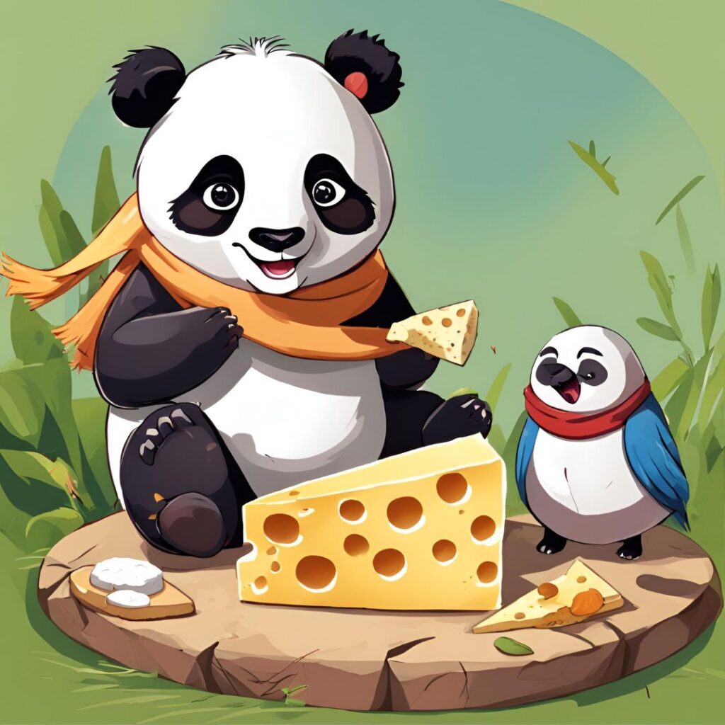 Panda and Bird with Cheese